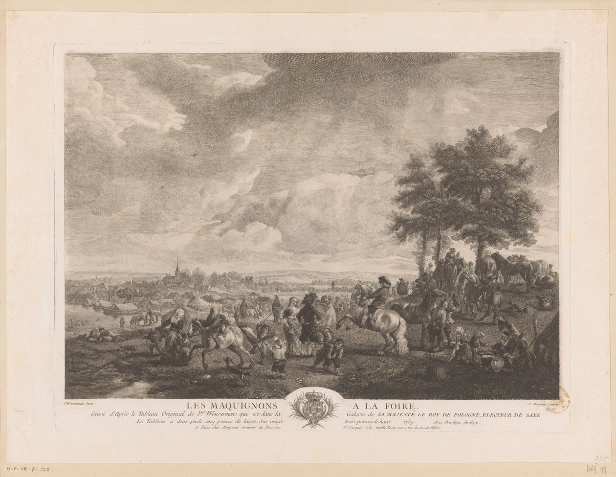 Bir pazarda at tüccarları ile manzara Les Maquignons à la Foire (nesne üzerindeki başlık) Philips Wouwerman