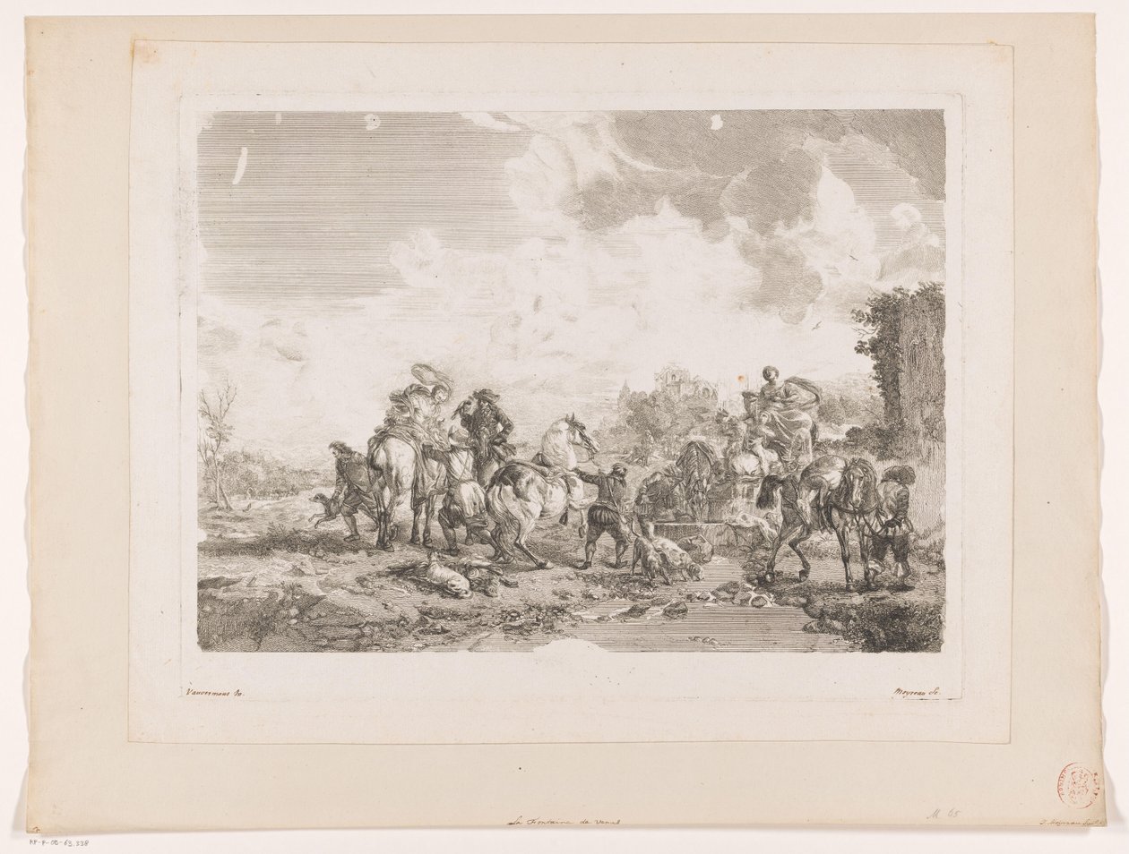 Bir çeşme tarafından dinlenme av partisi La Fontaine de Venüs Philips Wouwerman