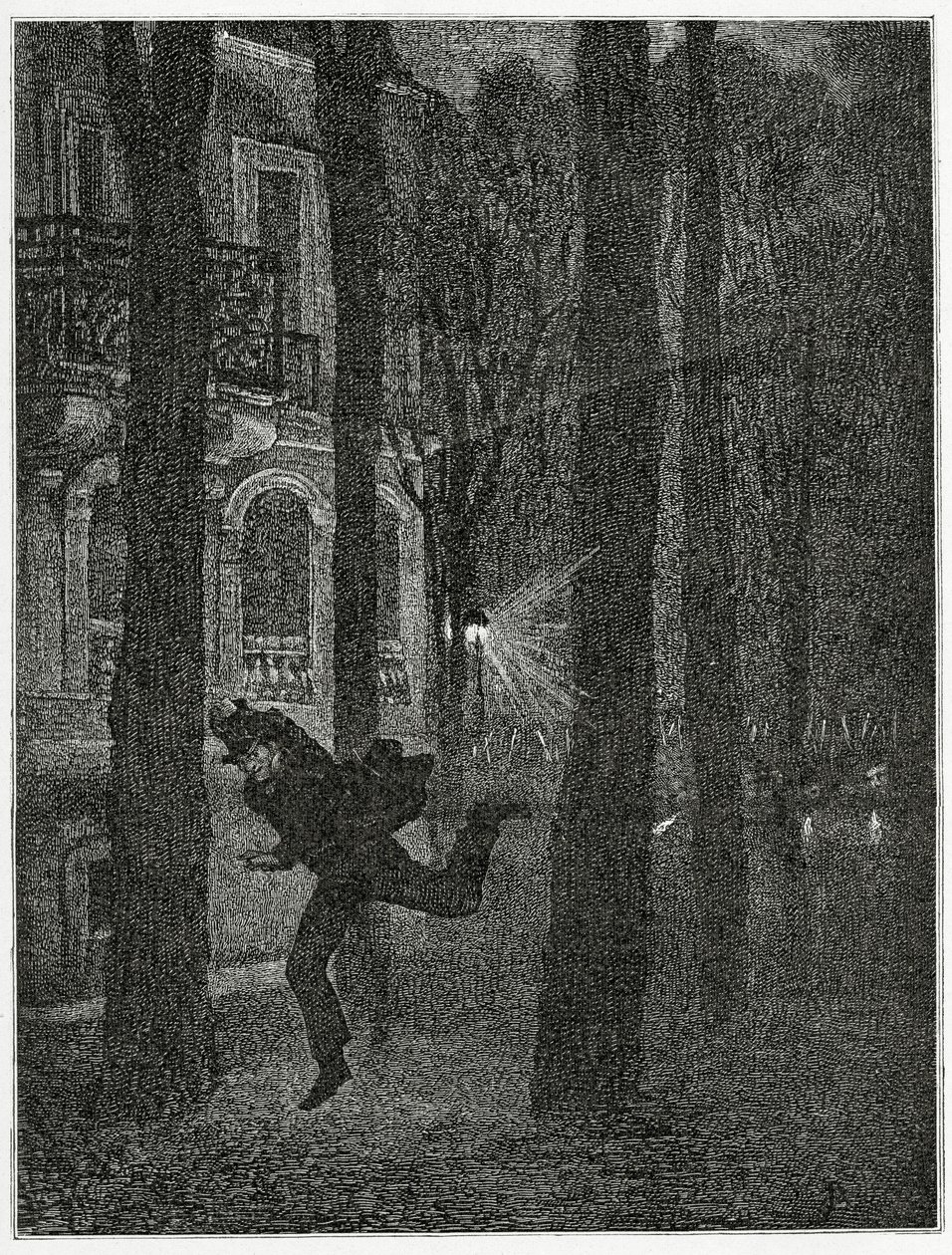 Kaçan mahkum - Histoire d'un Crime'dan bir çizim, 19. Yüzyıl (bw gravürü) by Jean Paul Laurens