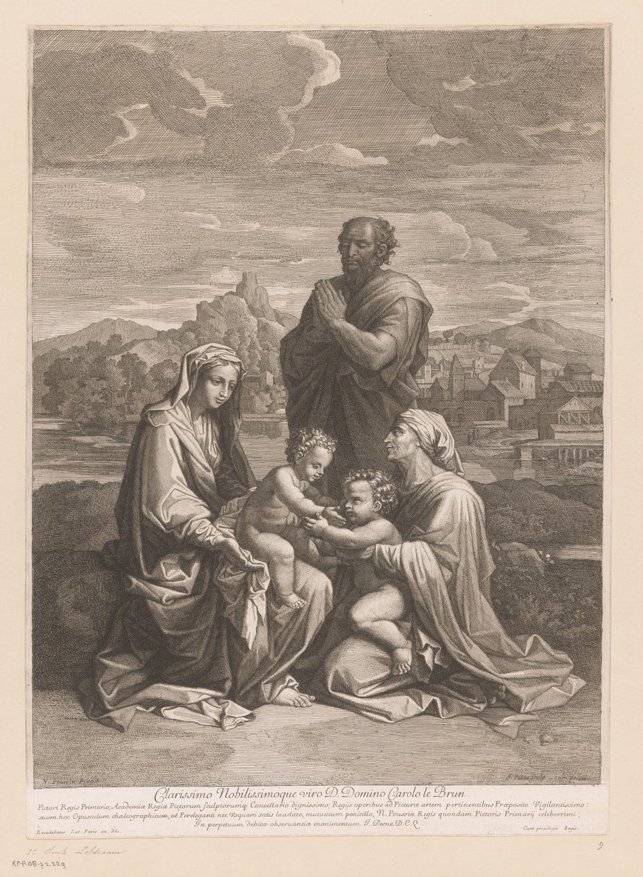 Elizabeth ve John ile Kutsal Aile by Jean Pesne