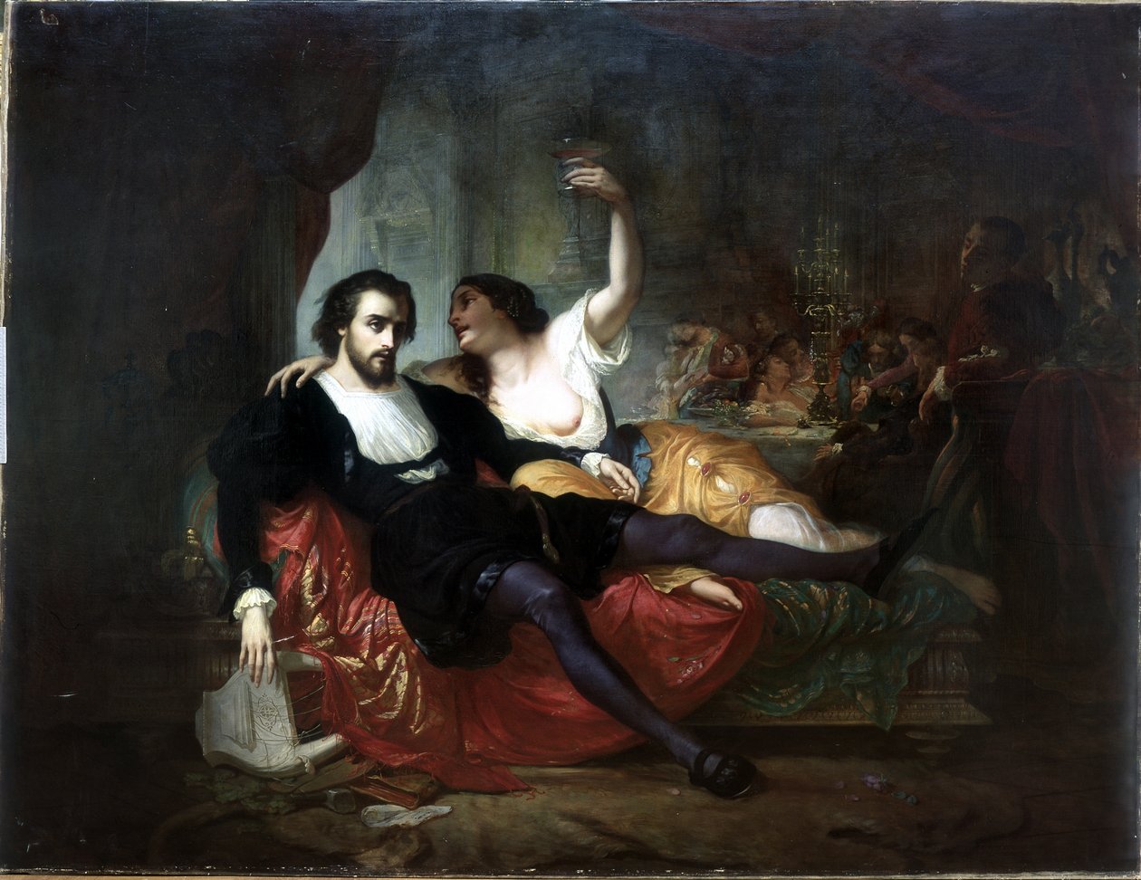 Zevk veya zevklerin kötüye kullanılmasıyla söndürülen deha by Jean Raymond Hippolyte Lazerges