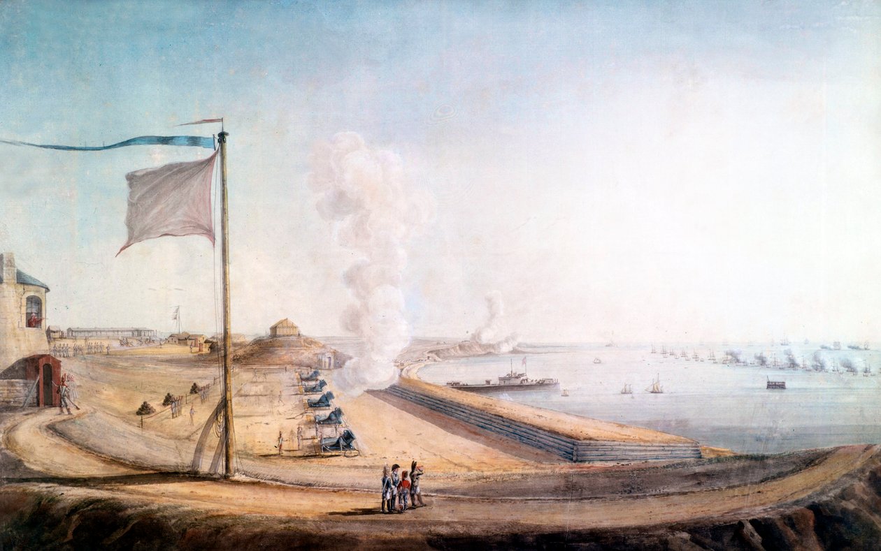 Boulogne-sur-Mer kampının görünümü : İngiliz filosunu gözlemleyen Napolyon by Jean Rodolphe Gautier