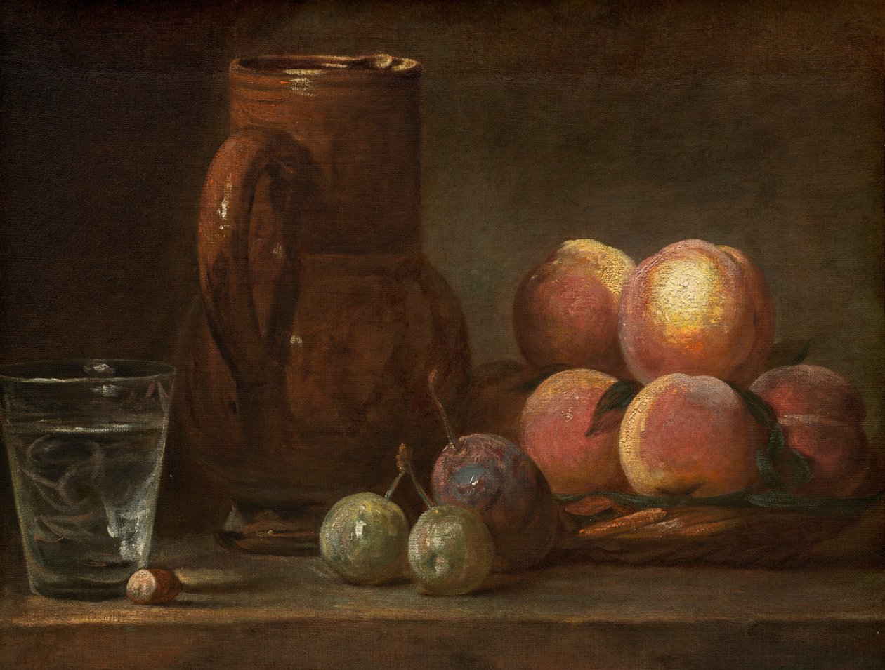 Meyve, Sürahi ve Bardak, c. 17261728. by Jean Baptiste Simeon Chardin