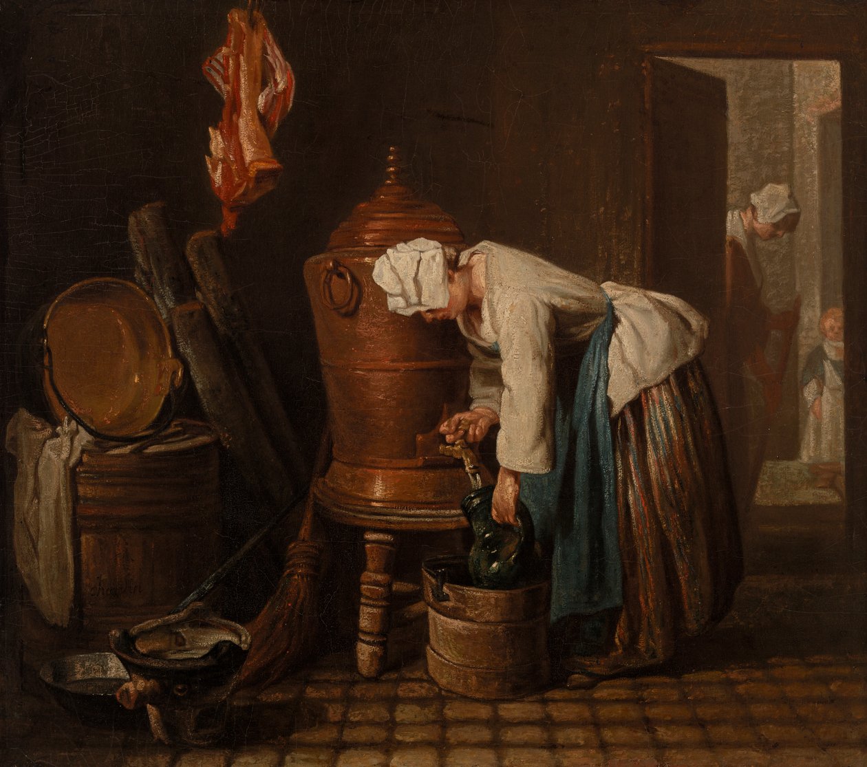 Su Vazoundan Su Çeken Kadın (Su Vazosu) by Jean Baptiste Simeon Chardin