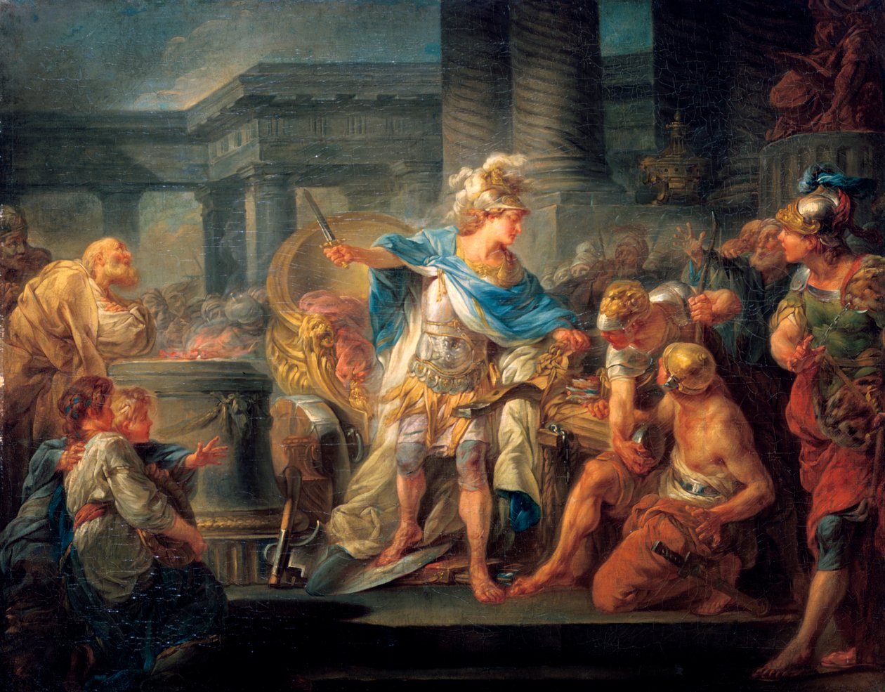 Alexander Gordian Düğümünü Kesiyor, 18. yüzyılın sonları 19. yüzyılın başlarında by Jean Simon Berthelemy