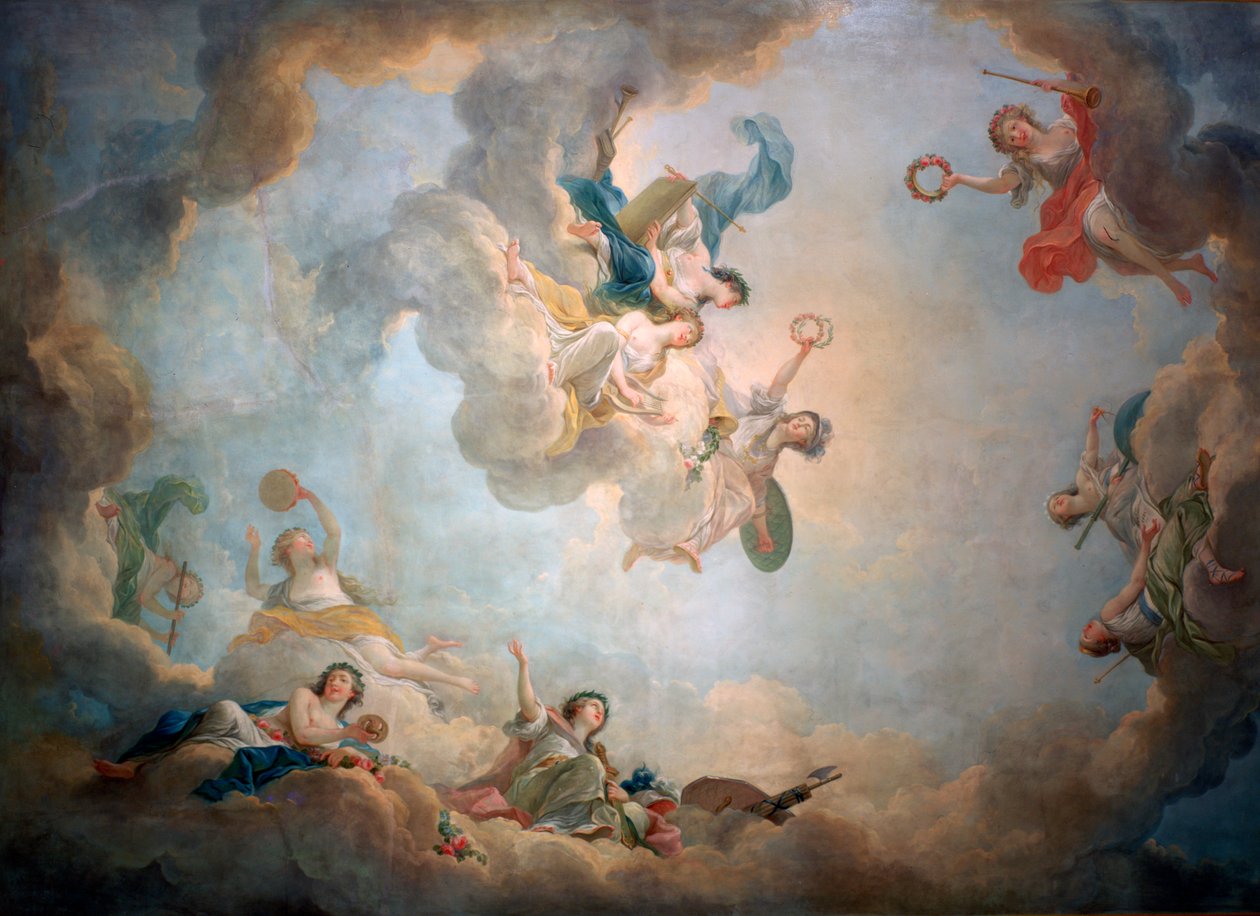 Marie Antoinettes oyun odasının tavanı, Chateau de Fontainebleau, c1763-1811. by Jean Simon Berthelemy
