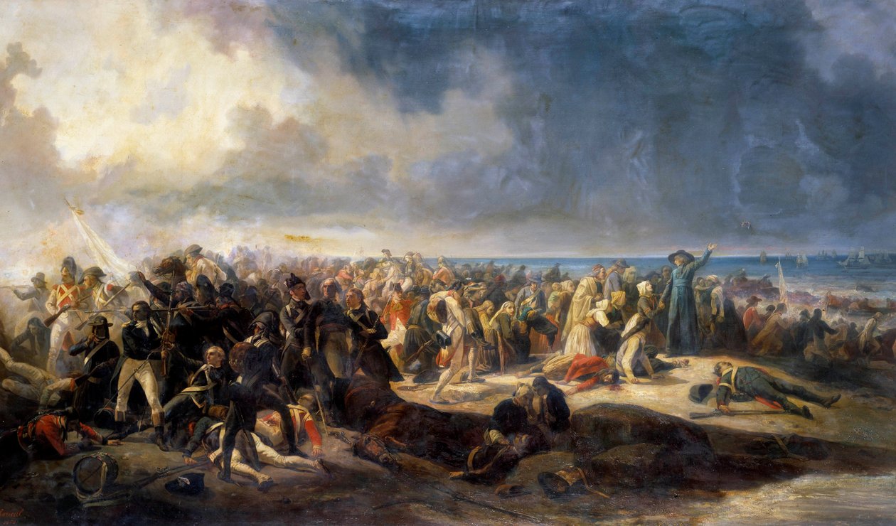 Vendee Savaşları: “Quiberon Muharebesi” General Lazare Hoche, 21/07/1795 tarihinde, chouanlarla bağlantılı kralcı göçmenleri karalama girişimini engelledi. Resim Jean Soreuil (1824-1871) 1850 Arras, Musee Des Beaux Arts by Jean Soreuil