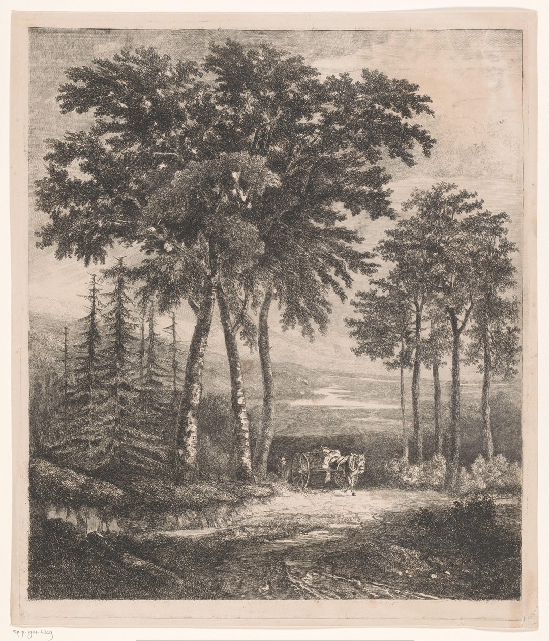 At arabası ile manzara by Jean Théodore Joseph Linnig
