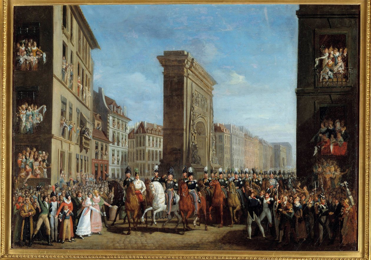 Fransa Seferi (Sixieme koalisyonu) “” 31/03/1814 tarihinde Saint Denis Bulvarı üzerinde egemen müttefiklerin geçişi”” Jean Zippel (1789-?) 19. yüzyıl Güneşi. 0,17 x 2,22 m Paris, musee Carnavalet - Fransa Seferi (Altıncı Koalisyon) “” Passage of by Jean Zippel
