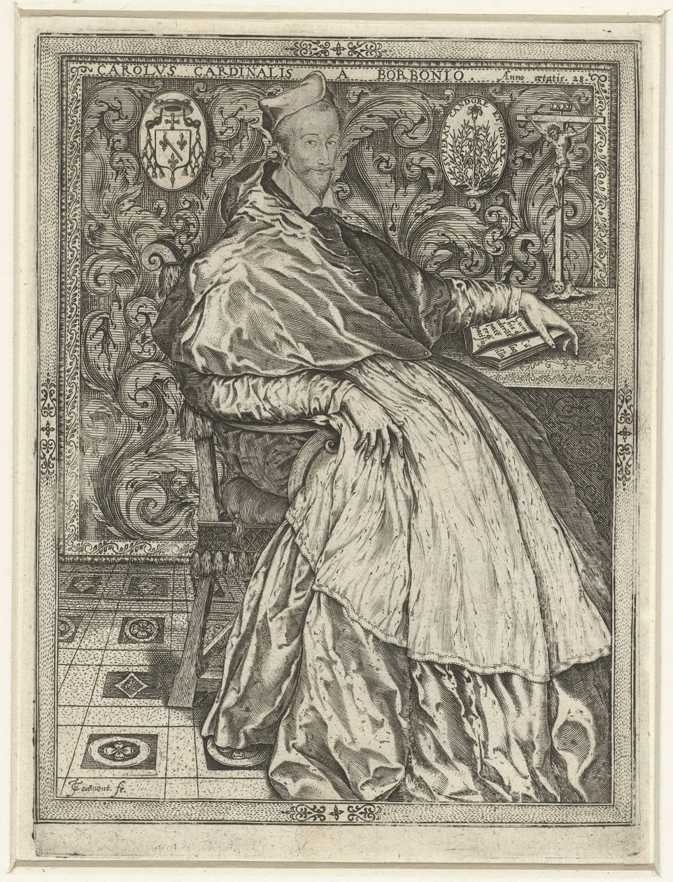 Portret van kardinal Karel van Bourbon Kardinal Charles de Bourbon 28 yaşında by Jean de Gourmont (I)