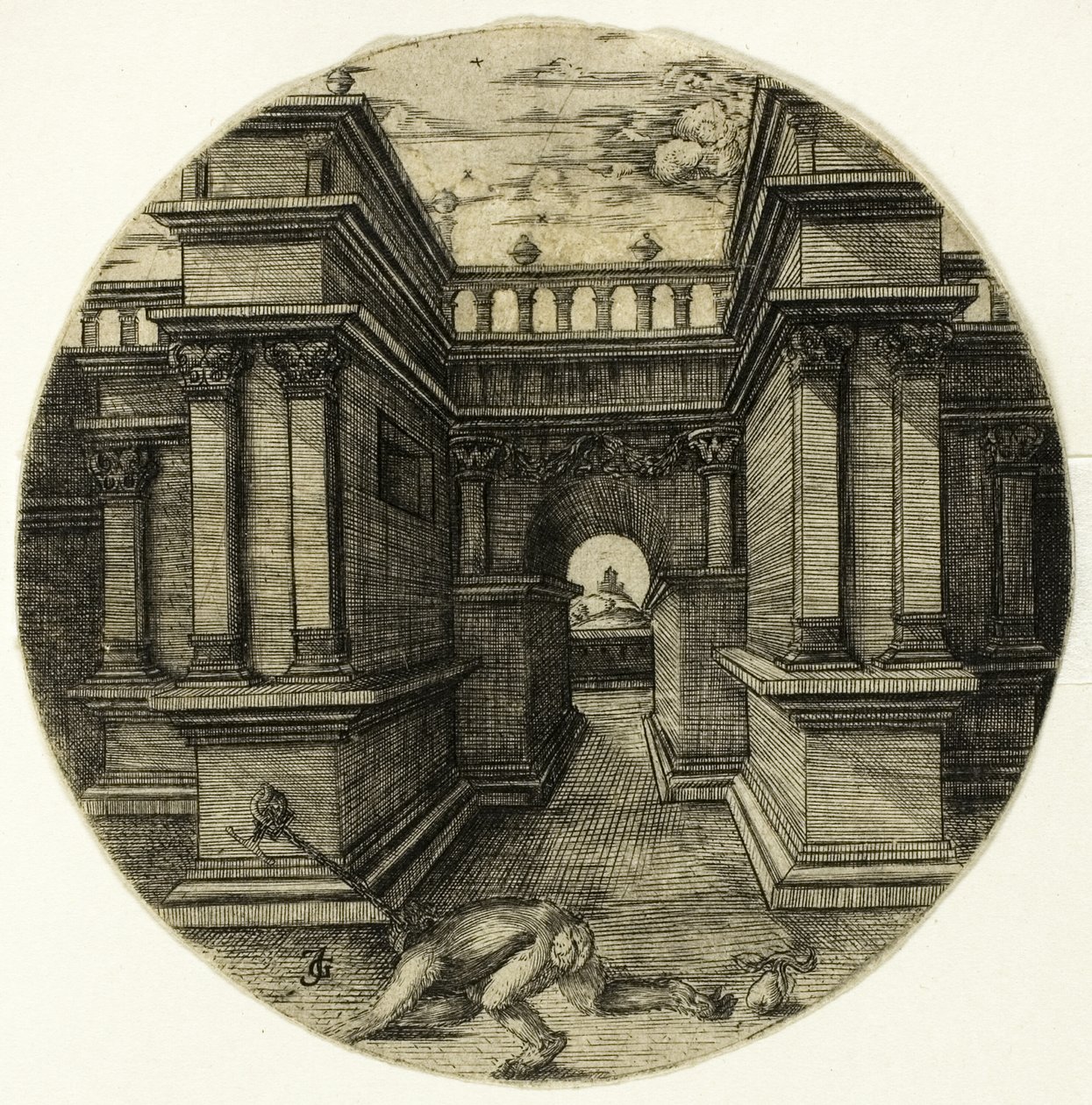 Avluya Bağlanmış Maymun by Jean de Gourmont