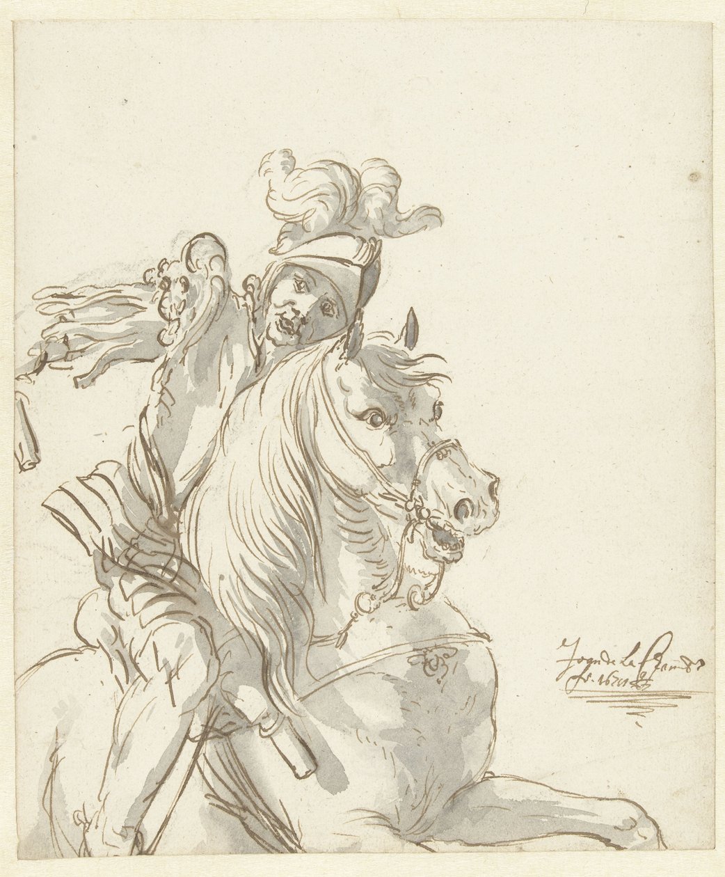 At sırtında Romalı asker by Jean de la Chambre
