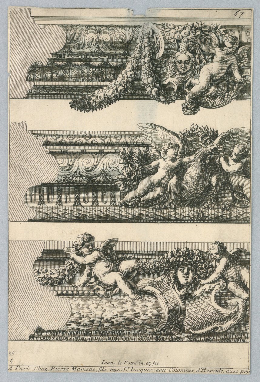 "Bordures de Tableau"dan Boyalı Çerçeveler İçin Tasarım by Jean le Pautre