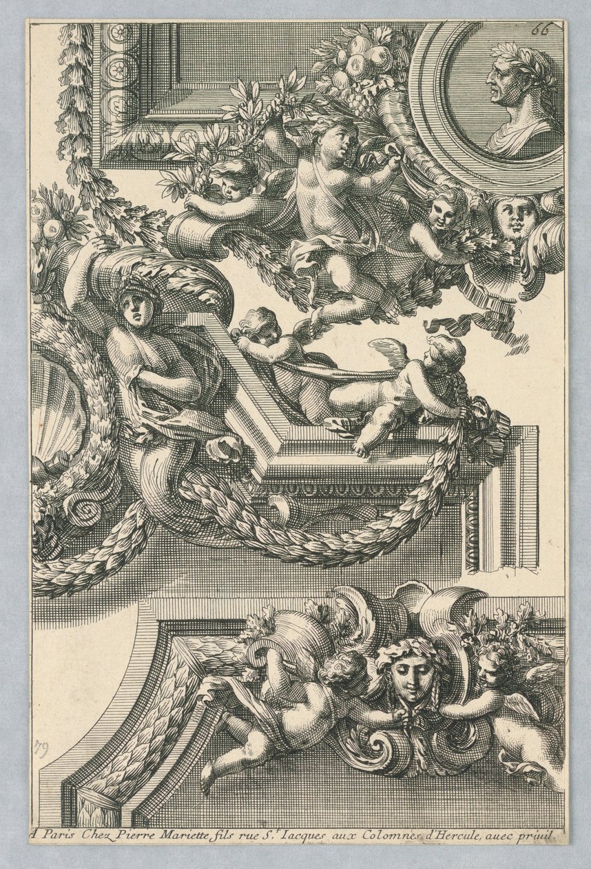 "Bordures de Tableau"dan Boyalı Çerçeveler İçin Tasarım by Jean le Pautre