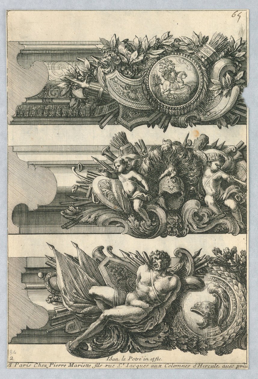 "Bordures de Tableau"dan Boyalı Çerçeveler İçin Tasarım by Jean le Pautre