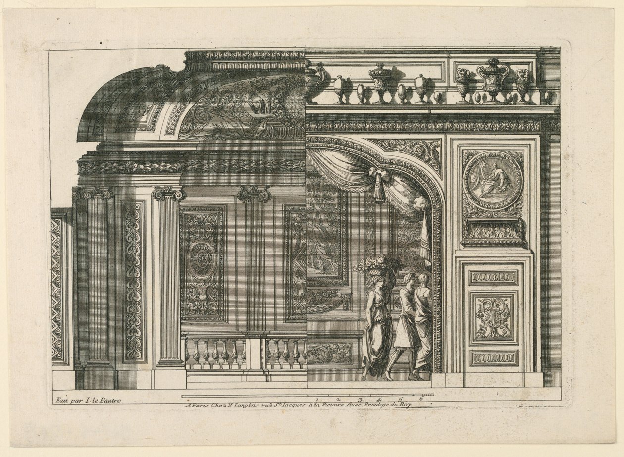"Alcoves à le Francoise" dan bir Fransız Alcove tasarımı by Jean le Pautre