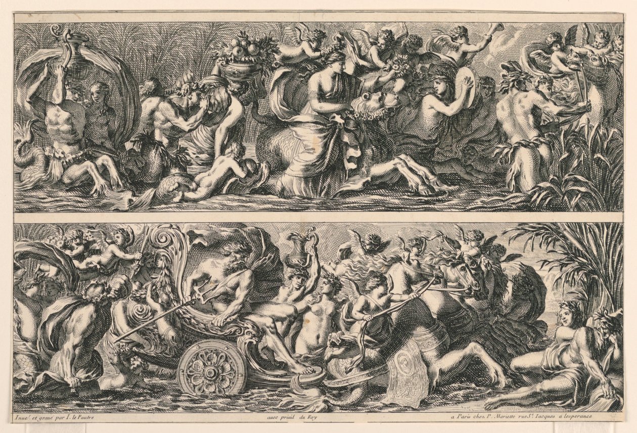"Fiezes Yaprakları ve Diğer Süsler"den İki Friz by Jean le Pautre