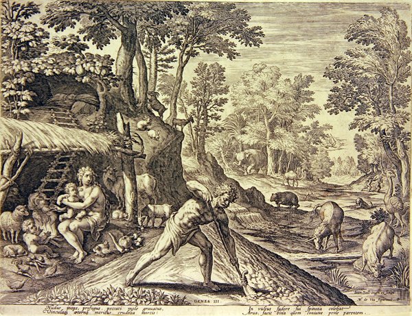 Sürgünden Sonra Adem ve Havva (gravür) by Jean or Johann Sadeler