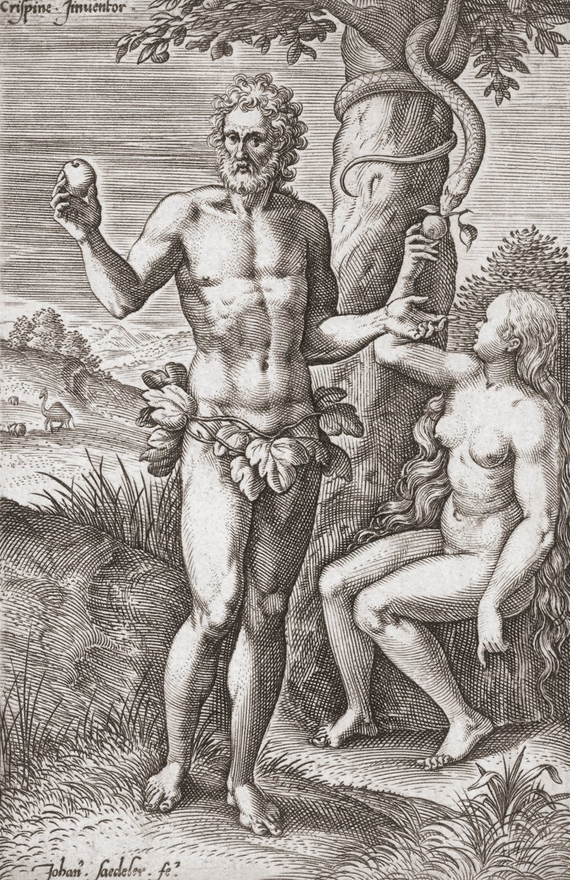 Adem ve Havva Cennet Bahçesi'nde. (Yazdır) by Jean or Johann Sadeler