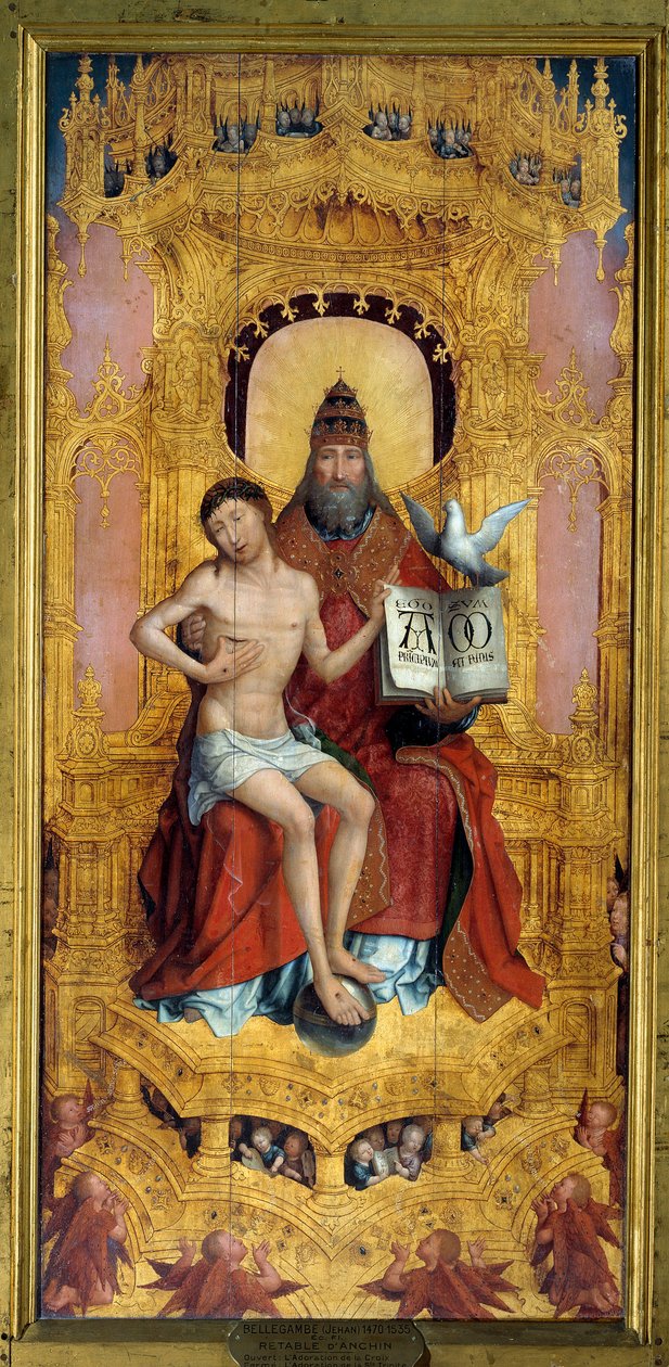 Anchin poliptik: “” Trinite””” Orta kısım. Jean Bellegambe (1470-1535) tarafından ahşap üzerine boyama 162x 75 cm by Jean the Elder Bellegambe