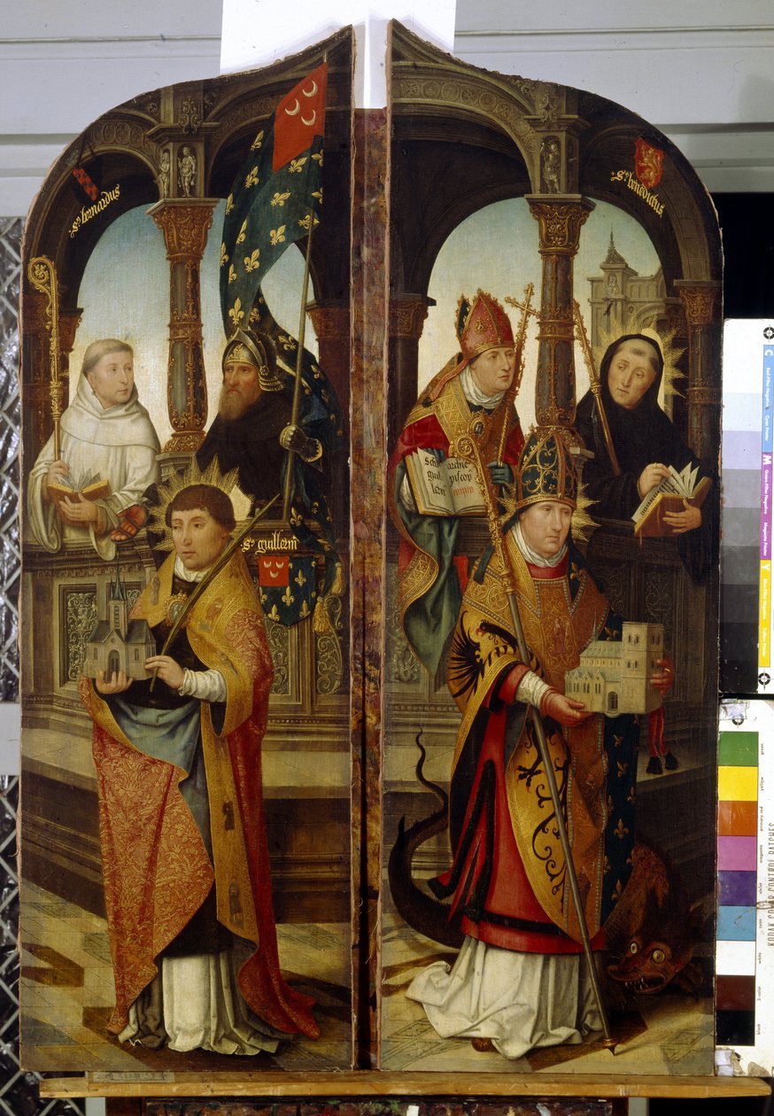 Aziz Trond ve Aziz Guillaume. Bir triptiğin sert panelleri (Saint Trudo ve Saint Guillaume. Triptych