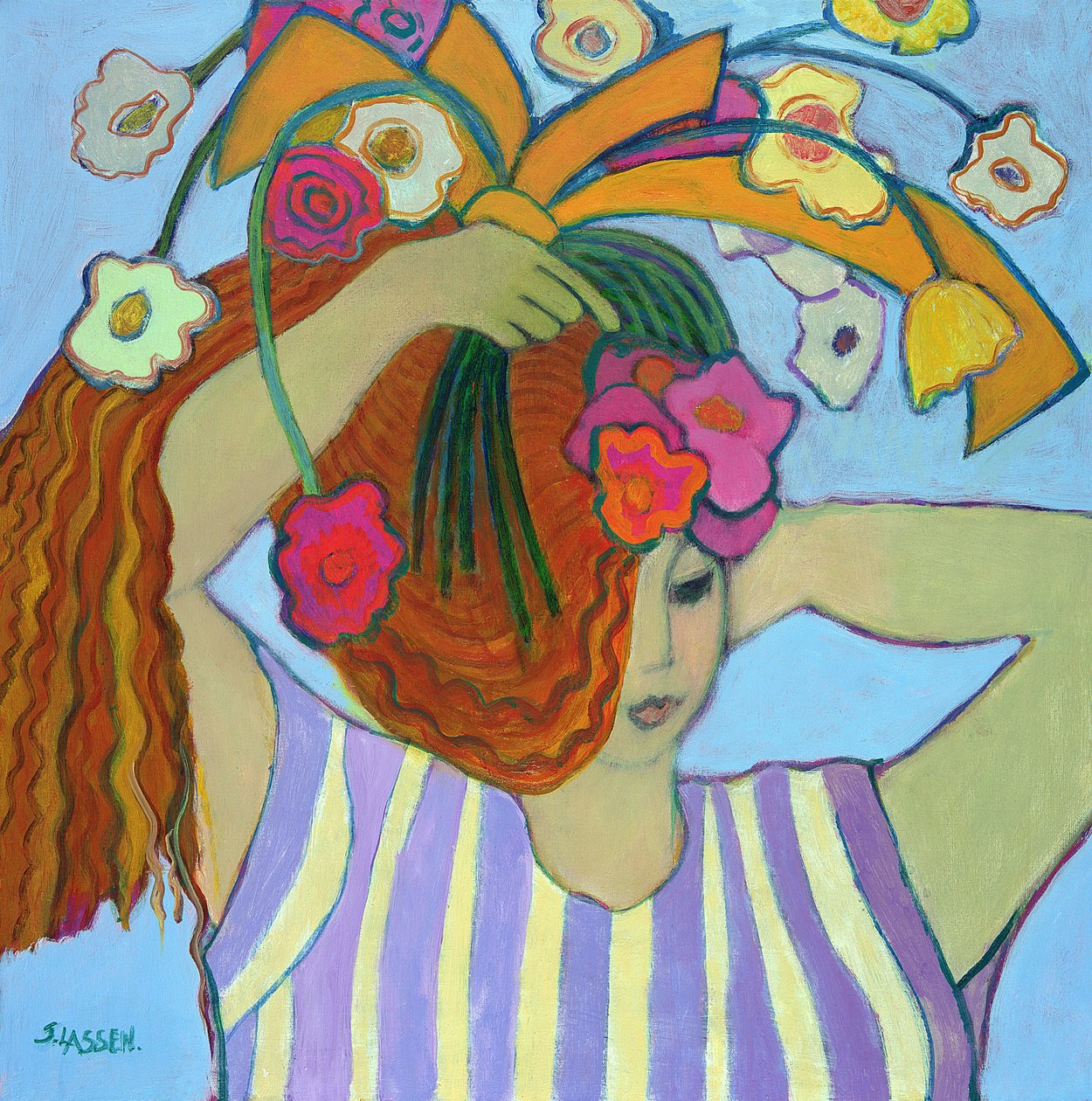 Saçındaki Çiçekler, 2003-04 (tuval üzerine akrilik) by Jeanette Lassen