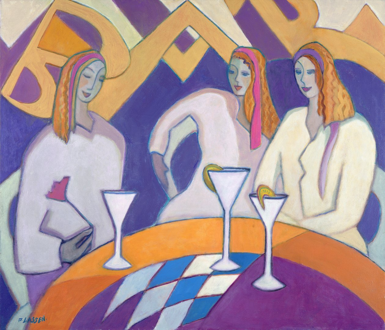 Girls Night Out, 2003-04 (tuval üzerine akrilik) by Jeanette Lassen