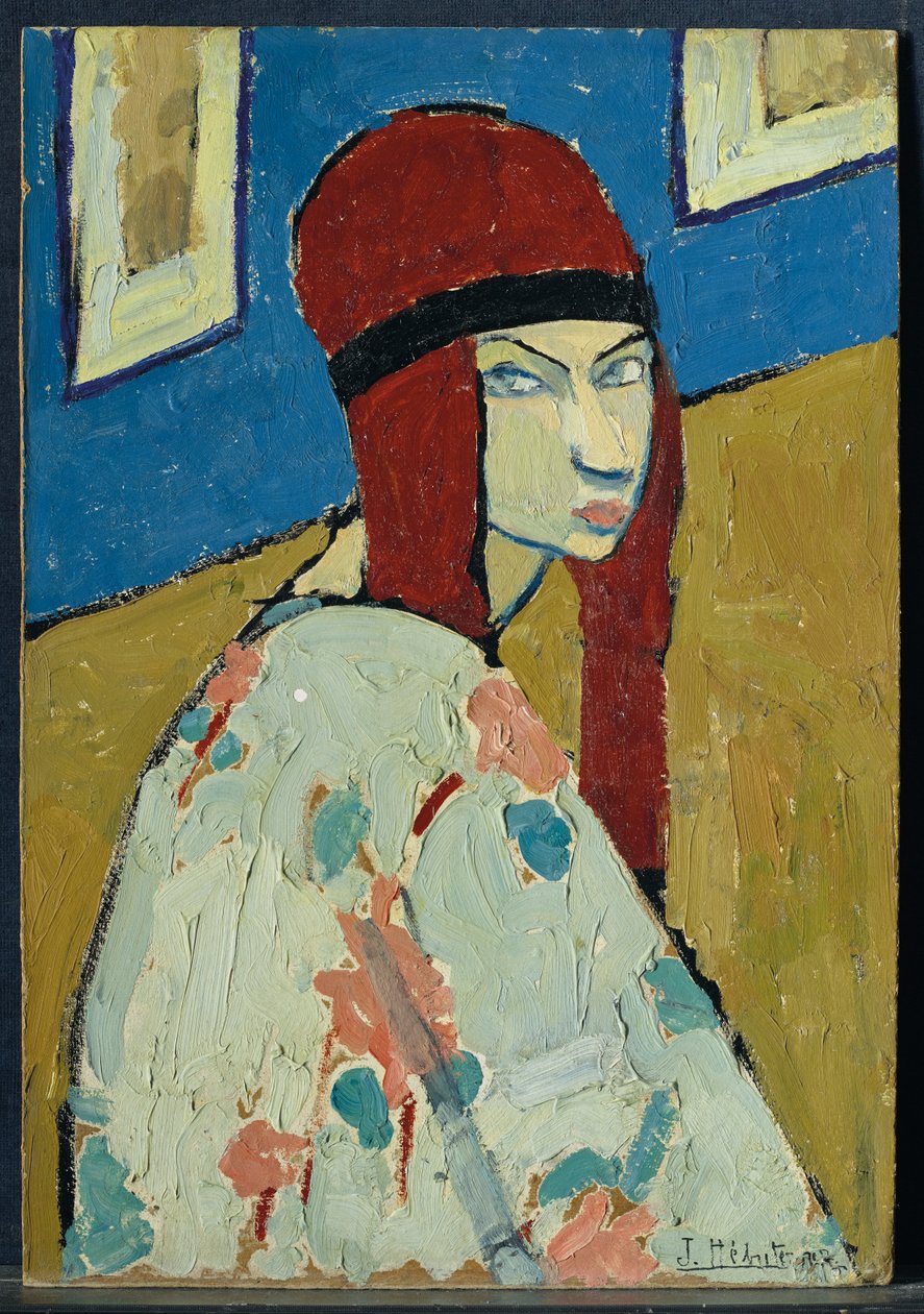Otoportre, c.1917 (karton üzerine yağlı boya) by Jeanne Hébuterne