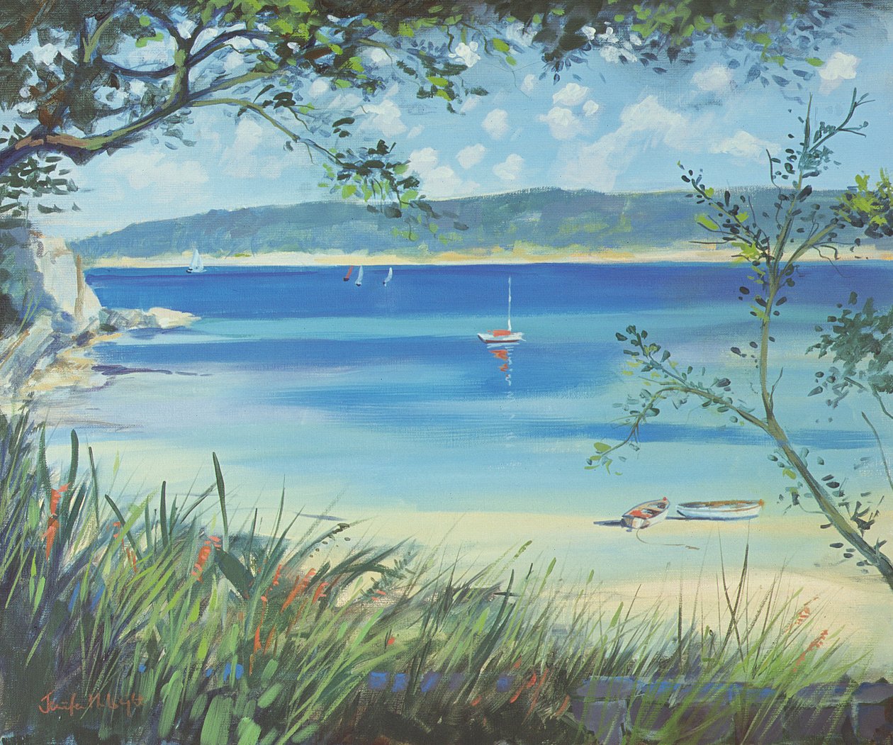 Salcombe, Southsands Plajı, 2000 by Jennifer Wright
