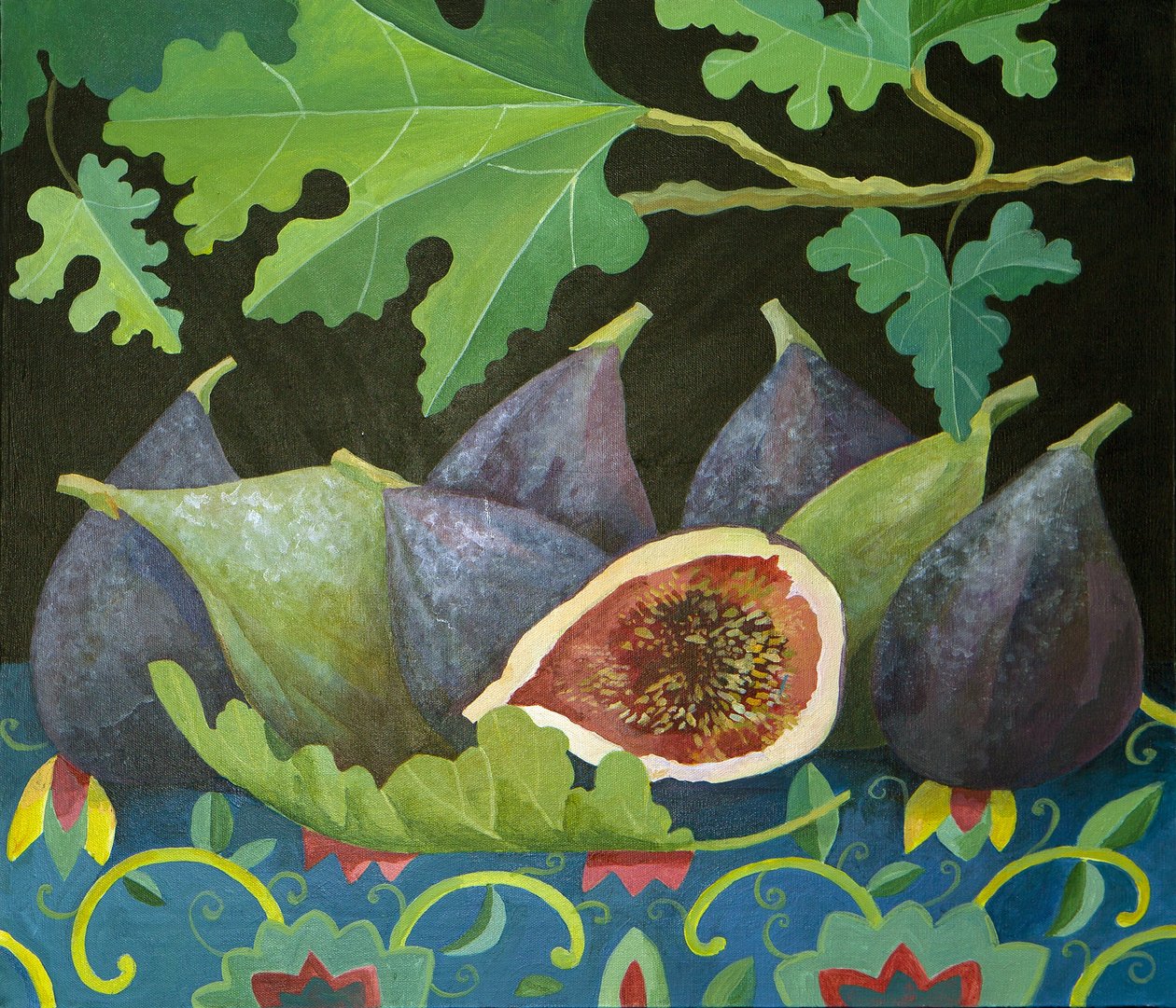 Siyah üzerine incir, 2014 (tuval üzerine akrilik) by Jennifer Abbott