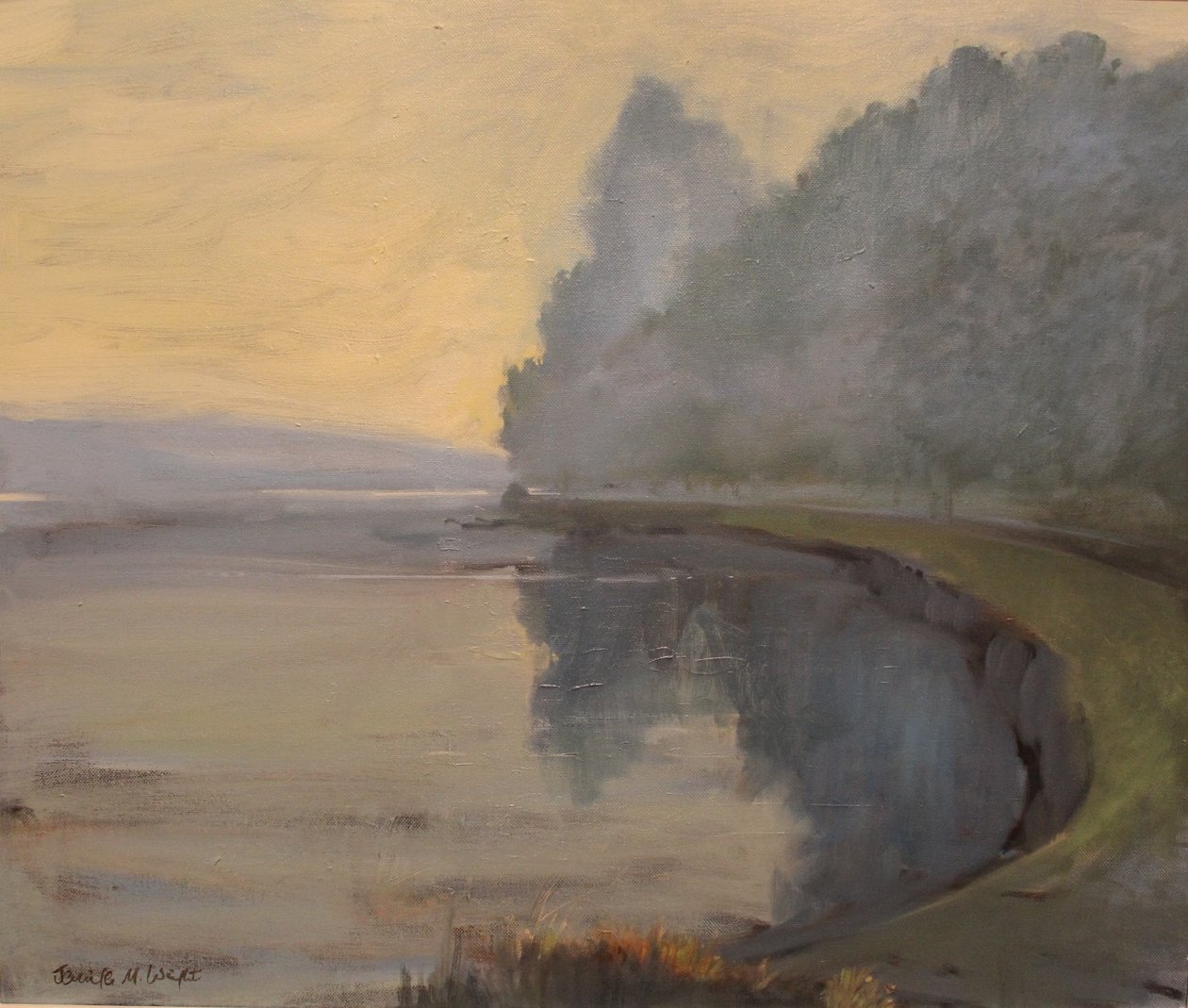 Batson Creek Salcombe , sabahın erken saatleri , tuval üzerine yağlı boya , 2016 by Jennifer Wright
