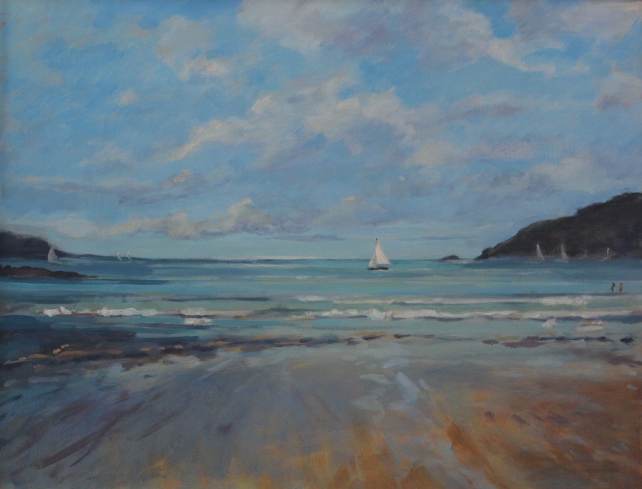 Northsands Salcombe, yelkencilik. tuval üzerine yağlıboya , 2016 by Jennifer Wright