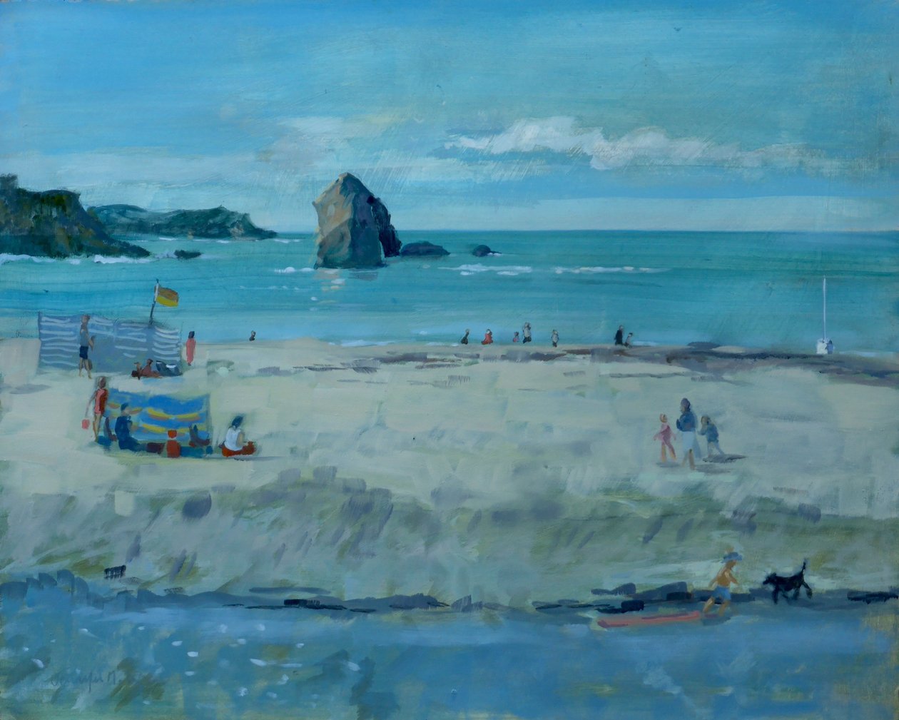 Thurlestone Kayası, Devon. tuval üzerine yağlıboya , 2016 by Jennifer Wright