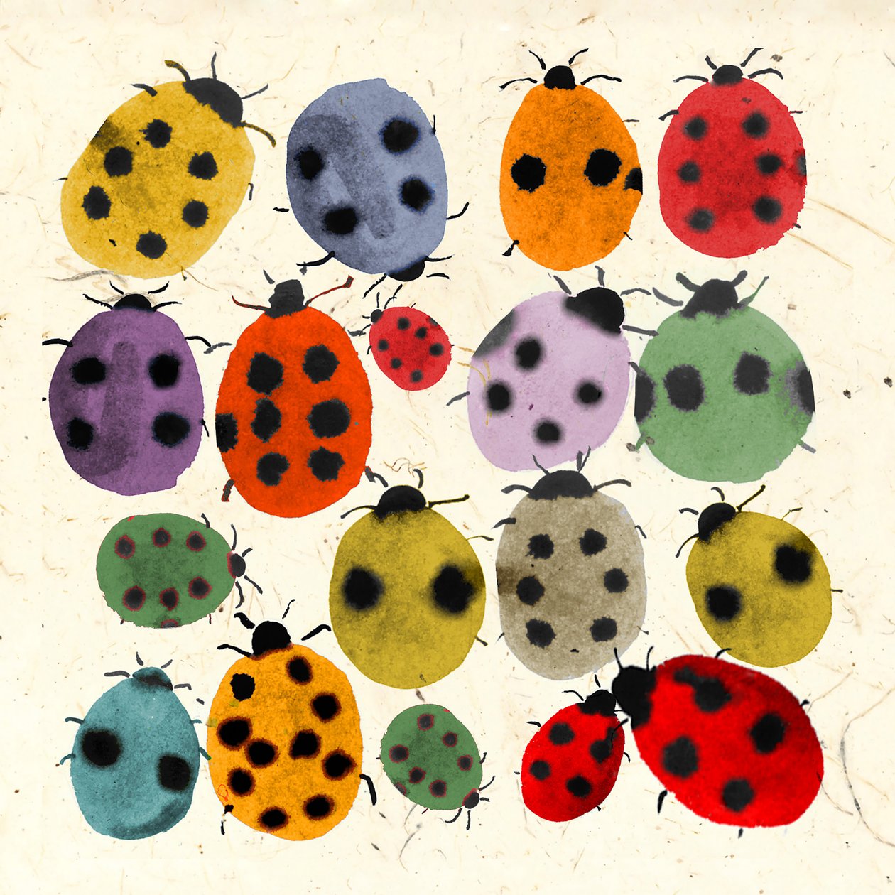 MÜREKKEPLİ LADYBIRDS, 2022 (suluboya) by Jenny Frean