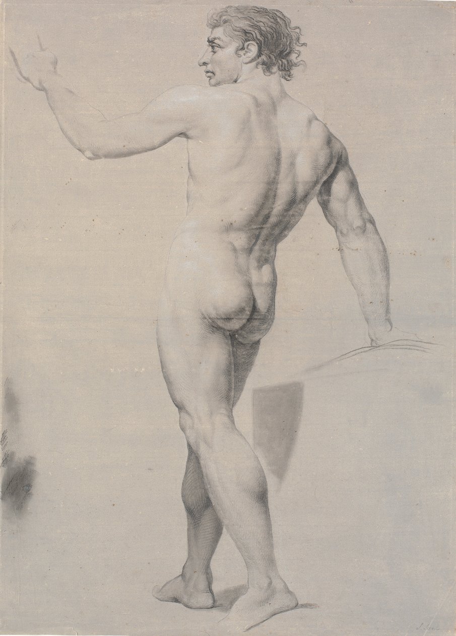 Model ayakta, arkadan bakıldığında, sol kol kaldırılmış by Jens Juel