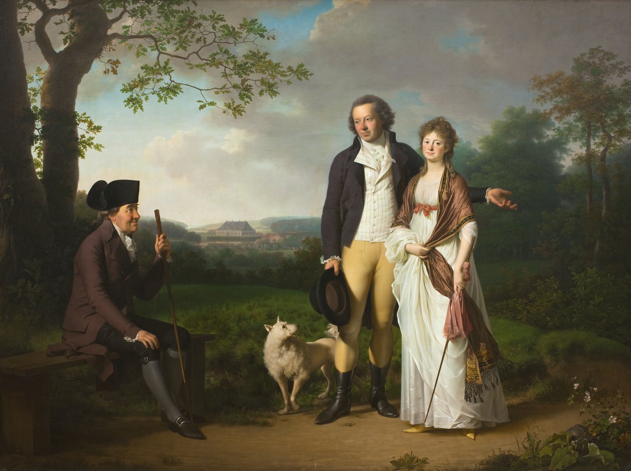 Niels Ryberg, oğlu Johan Christian ve gelini Engelke, kızlık soyadı Falbe ile by Jens Juel