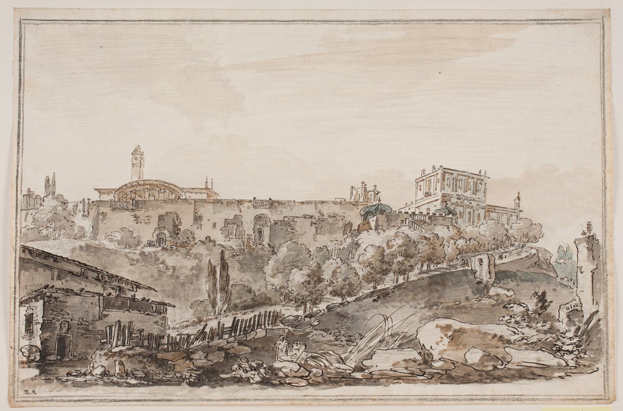 Duvarla çevrili saray ve kilise ile şehir prospektüsü by Jens Petersen Lund