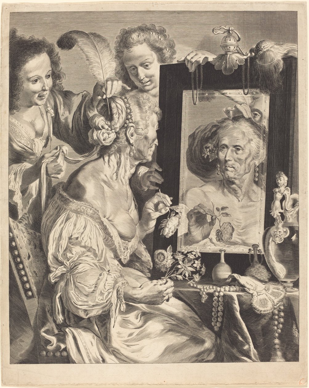 Tuvalet Masasında Yaşlı Bir Kadın by Jeremias Falck after Johann Liss after Bernardo Strozzi