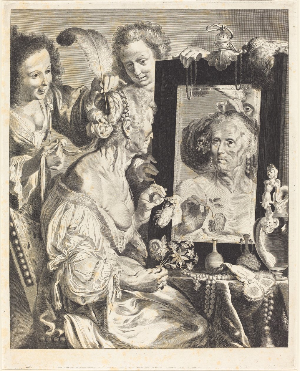 Tuvalet Masasında Yaşlı Bir Kadın by Jeremias Falck after Johann Liss after Bernardo Strozzi