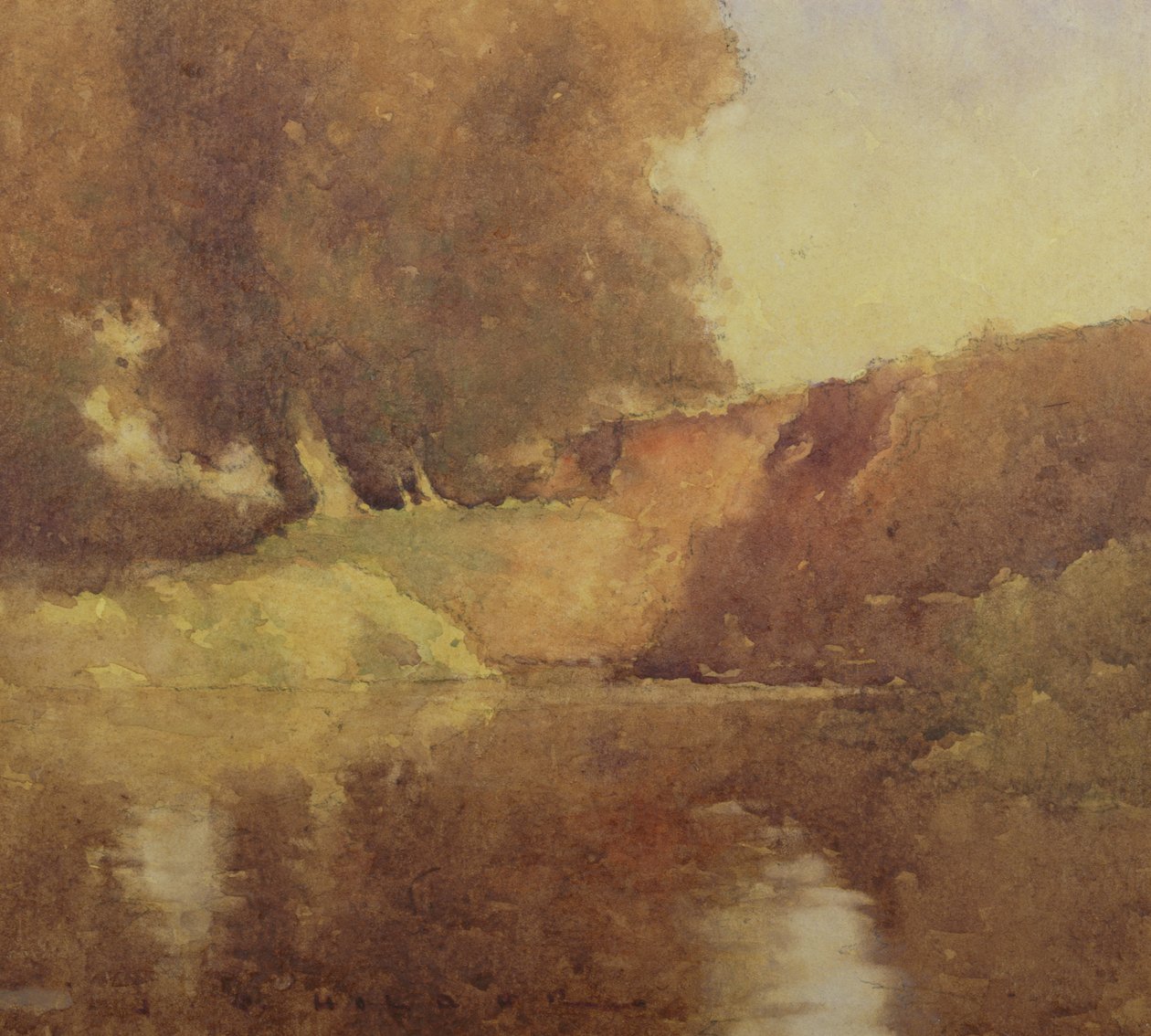 Dere Kenarındaki Ağaçların Görünümü by Jesse Jewhurst Hilder
