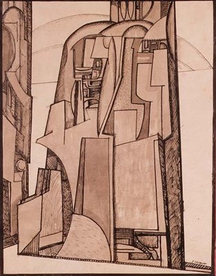 Manzara, c.1914 (kalem ve mürekkep) by Jessica Desmott