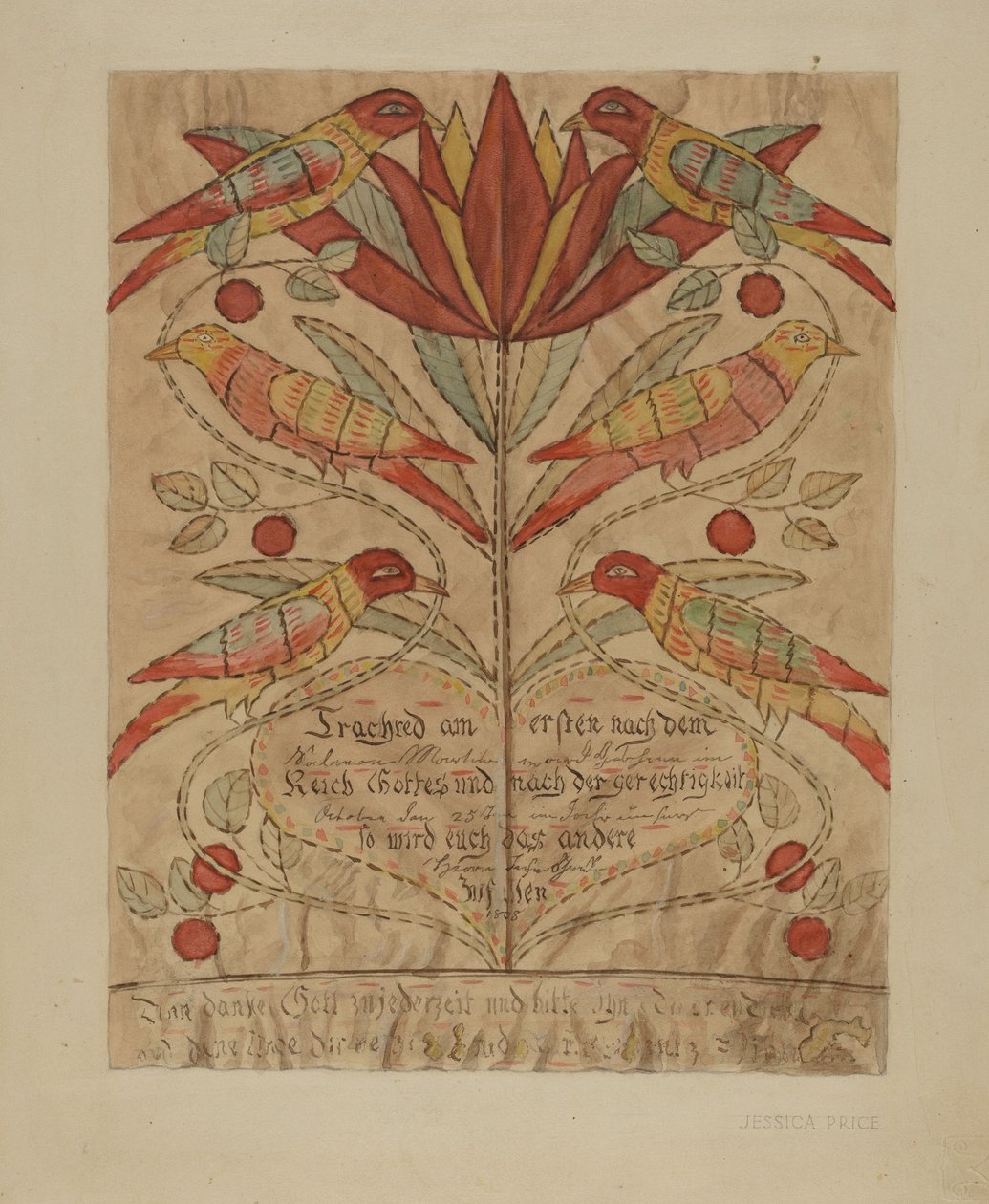 Fraktur Çekme Doğum Belgesi, c. 1936. by Jessica Price