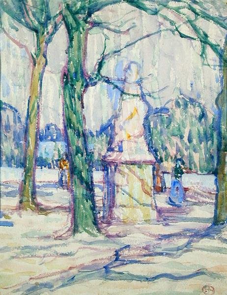 Lüksemburg Bahçelerinde, c.1911 (kağıt üzerine suluboya) by Jessica Stewart Dismorr