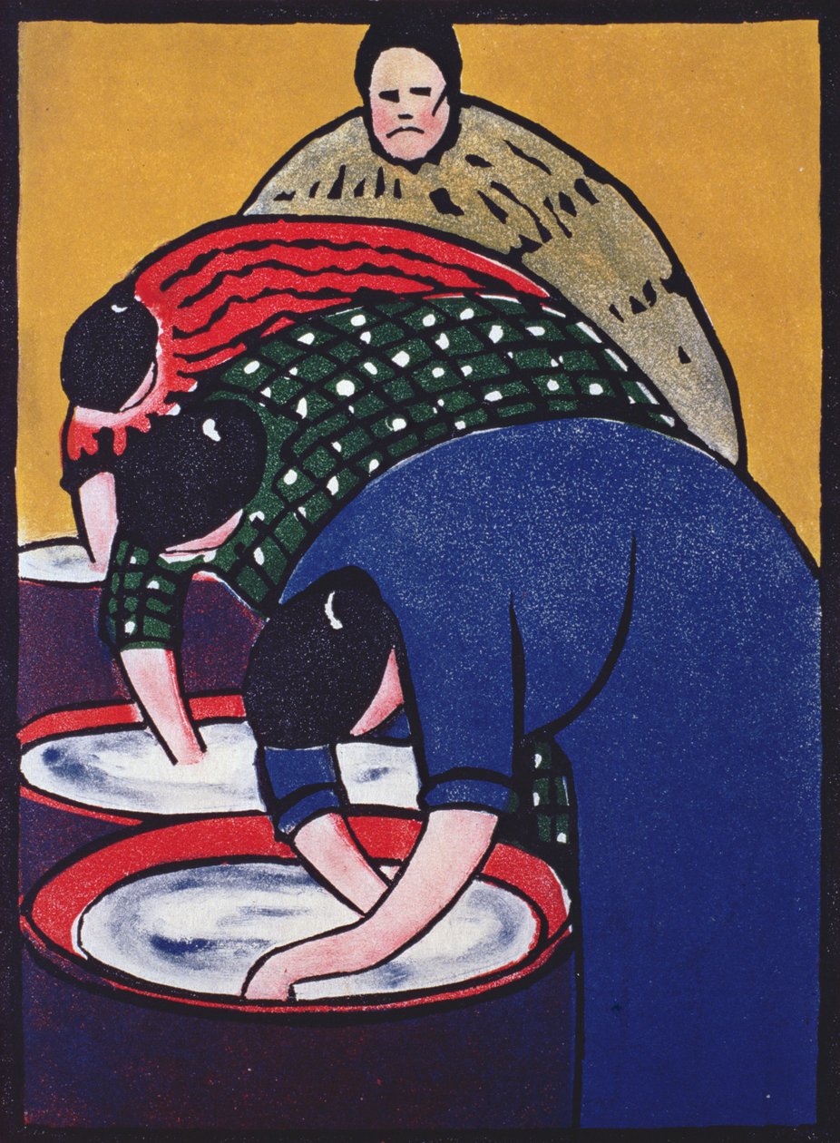 Çamaşırcı Kadının Gözetmeni (linocut) by Jessie Mackintosh