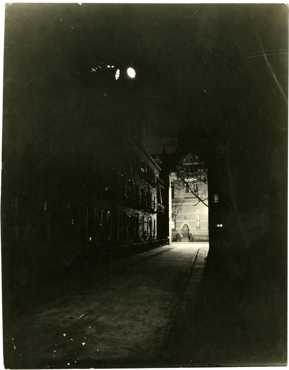 Patchin Place at night, Greenwich Village, New York, USA, c.1905-20 (gelatin silver photo) by Jessie Tarbox Beals