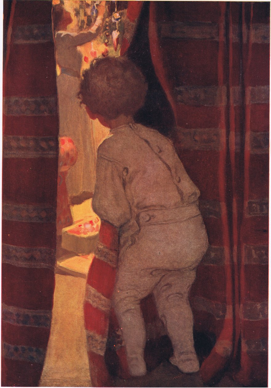 Salona bir göz atmak için aşağı indi (renkli taş) by Jessie Willcox Smith