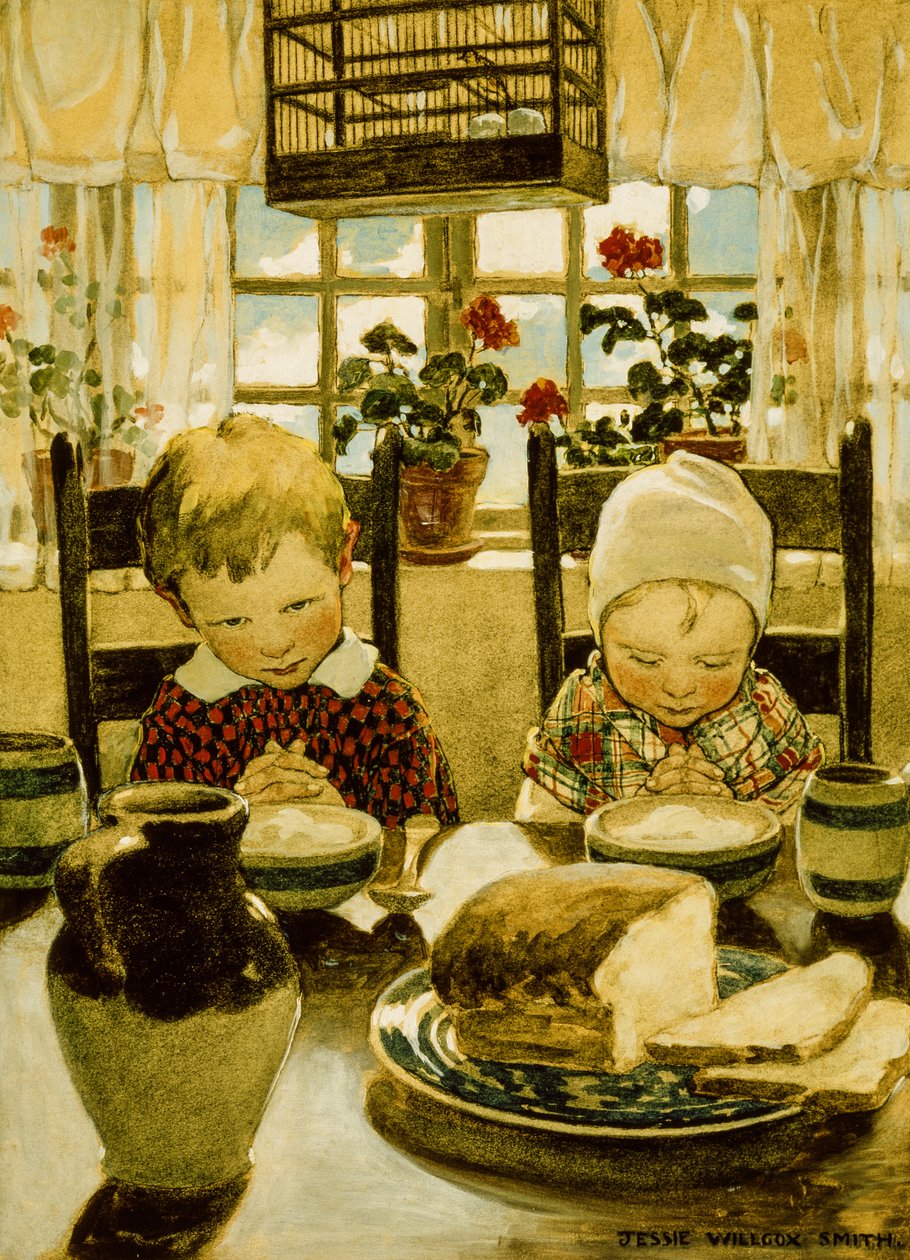 Kahvaltıda Dualar (suluboya) by Jessie Willcox Smith