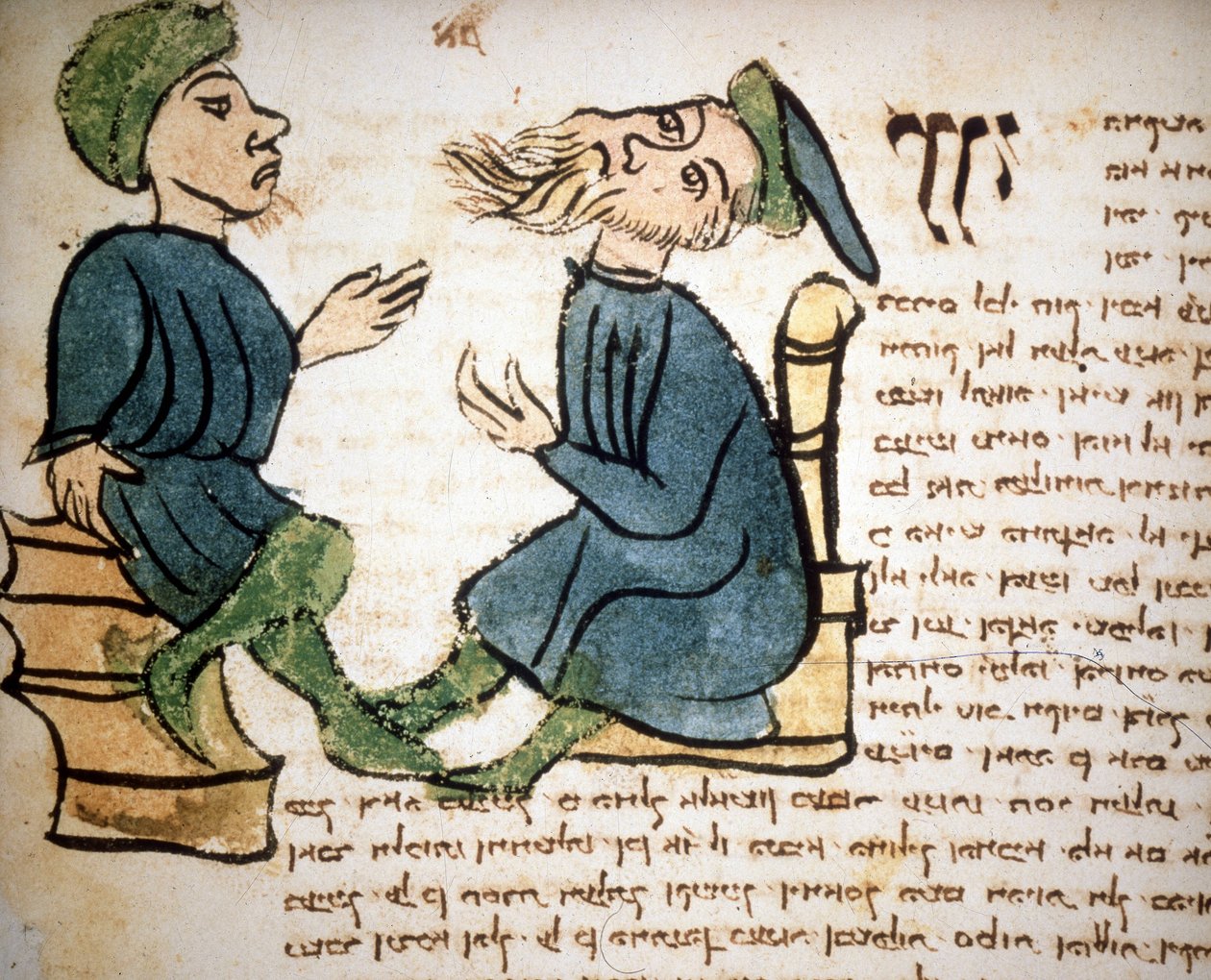 Yahudilik: Bir hahamın öğreniminin temsili. 15. yüzyıl el yazması. Biblioteca Palatina, Parma by Jewish School