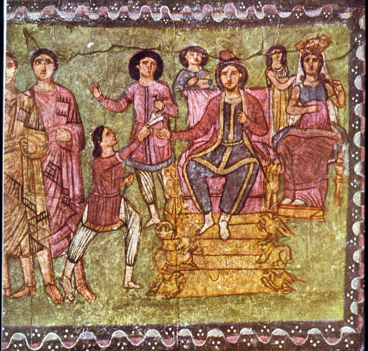 Mordechai ve Esther (alçı üzerine tempera) by Jewish School