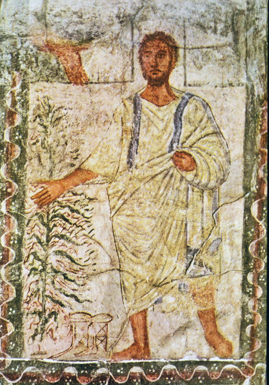 Musa ve Yanan Çalı (alçı üzerine tempera) by Jewish School